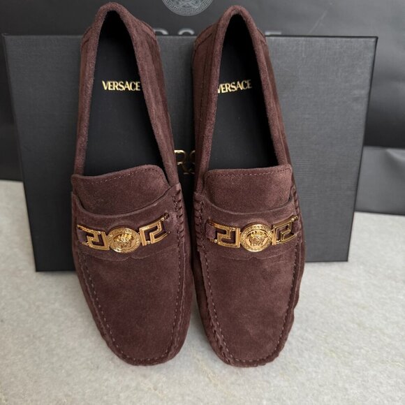 VERSACE 1009707 Medusa Men\'s Brown Suede Driver‎ Shoes, 40.5 main image 8